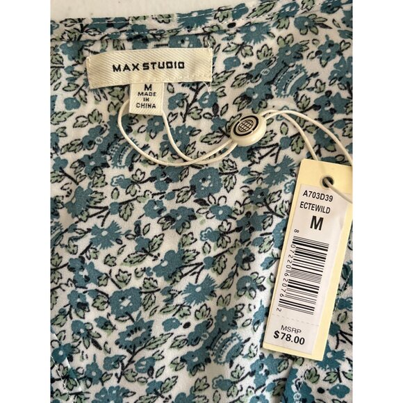 Max Studio Womens Floral Print Ruffle Sleeve V Neck Blouse Top M - Picture 5 of 9